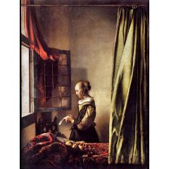 Girl Reading a Letter at an Open Window Painting Reproduction