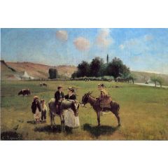 The Donkey Ride at Le Roche Guyon Painting Reproduction