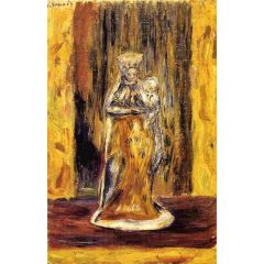 Earthenware Virgin and Child Painting Reproduction