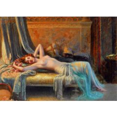 Reclining Nude with a Bouquet of Roses Painting Reproduction