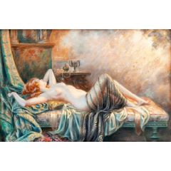 Young Woman on the Sofa Painting Reproduction