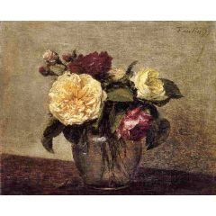 Yellow and Red Roses Painting Reproduction