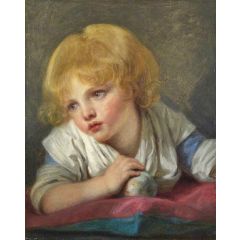 A Child with an Apple Painting Reproduction
