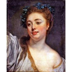 A Young Girl Wearing a Laurel Crown Painting Reproduction