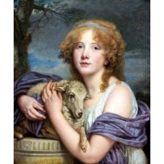 Girl With A Lamb Painting Reproduction