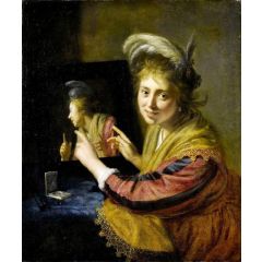 Lady at the Mirror Painting Reproduction