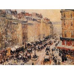 Rue Saint-Lazar under Snow Painting Reproduction