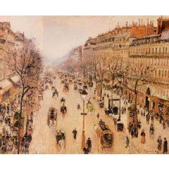 Boulevard Montmartre: Morning, Grey Weather Painting Reproduction