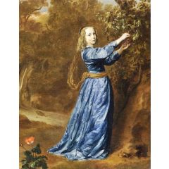 Portrait of a girl picking grapes Painting Reproduction