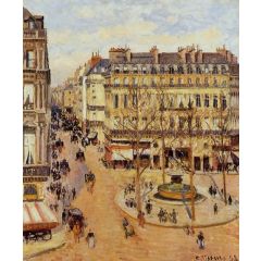 Rue Saint-Honore: Morning Sun Effect, Place du Theatre Francais Painting Reproduction