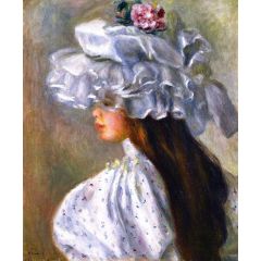 Woman in a White Hat Painting Reproduction