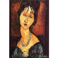 Jeanne Hebuterne with Necklace Painting Reproduction