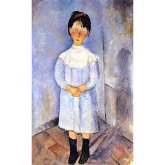 Little Girl in Blue Painting Reproduction