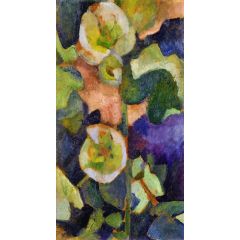 White Hollyhock Painting Reproduction