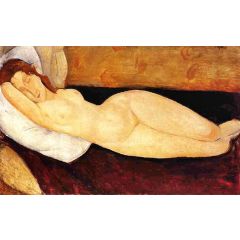 Reclining Nude, Head Resting on Right Arm, also known as Nude on a Couch Painting Reproduction