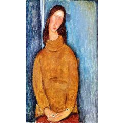Jeanne Hebuterne in a Yellow Jumper Painting Reproduction