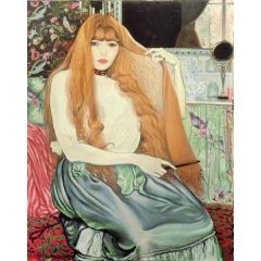 Woman Combing Her Hair Painting Reproduction