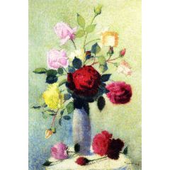 Vase of Roses Painting Reproduction