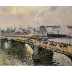 The Pont Boieldieu , Rouen: Sunset, Misty Weather Painting Reproduction