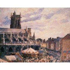 The Fair by the Church of Saint-Jacques, Dieppe Painting Reproduction