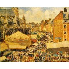 The Fair in Dieppe: Sunny Morning Painting Reproduction