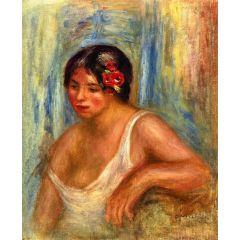 Young Woman with a Rose in Her Hair Painting Reproduction