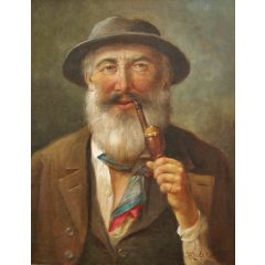 Man Smoking Pipe Painting Reproduction