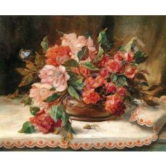 Bouquet of Roses in a Copper Shell Painting Reproduction