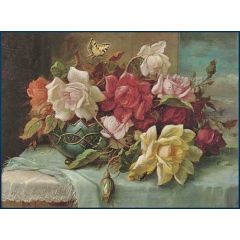 Roses in an ornamental vase Painting Reproduction