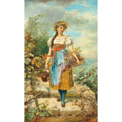 Girl with grapes Painting Reproduction