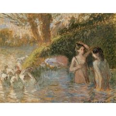 Bathing Goose Maidens Painting Reproduction