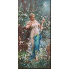 Beautiful Girl in the Moonlight Painting Reproduction