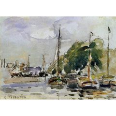 Boats at Dock Painting Reproduction