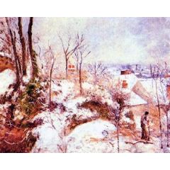 A Cottage in the Snow Painting Reproduction