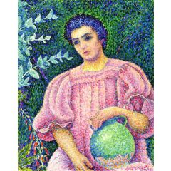 Woman in Pink Painting Reproduction