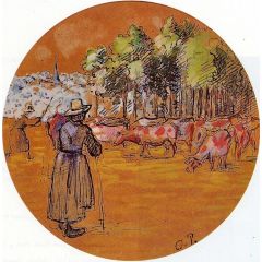 Cowherds, Bazincourt Painting Reproduction