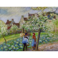 Flowering Plum Trees Painting Reproduction