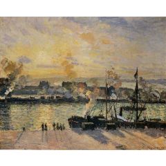 Sunset, the Port of Rouen, also known as Steamboats Painting Reproduction