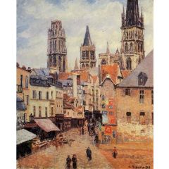 Rue de l’Eppicerie, Rouen: Morning, Grey Weather Painting Reproduction