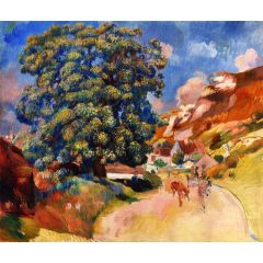 A Large Tree by the Road Painting Reproduction