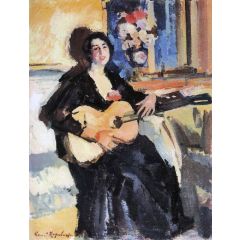 Lady with Guitar Painting Reproduction