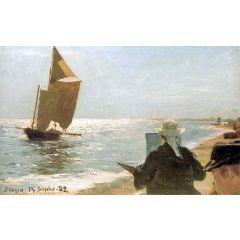 Artists on the Beach Painting Reproduction