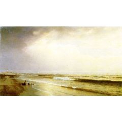 Seascape with Distant Lighthouse, Atlantic City, New Jersey Painting Reproduction
