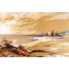 Hot Springs on the Shore of Yellowstone Lake Painting Reproduction