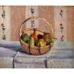 Still Life, Apples and Pears in a Round Basket Painting Reproduction