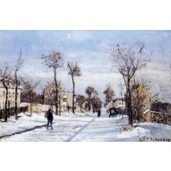 Street in the Snow, Louveciennes Painting Reproduction