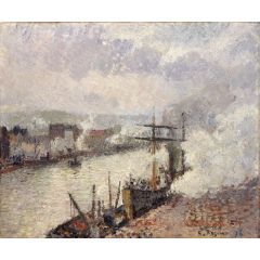 Steamboats in the Port of Rouen Painting Reproduction