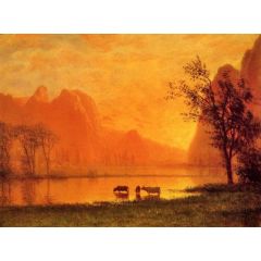 Sundown at Yosemite Painting Reproduction