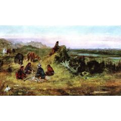 The Piegans Preparing to Steal Horses from the Crows Painting Reproduction
