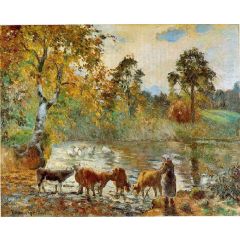 The Pond at Montfoucault Painting Reproduction
